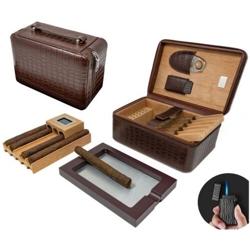 Prestige Imports Manhattan XL Travel Humidor - Brown - Holds 20 cigars