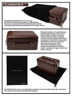 Prestige Imports Manhattan XL Travel Humidor - Brown - Holds 20 cigars