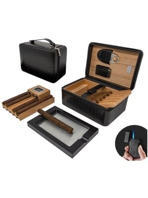 Prestige Imports Manhattan XL Travel Humidor - Black - Holds 20 cigars