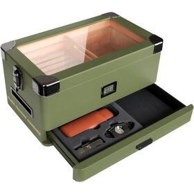 Klaro Humidors Klaro Humidors - MILITARY Green Glass Top Humidor - Holds 50-100 cigars