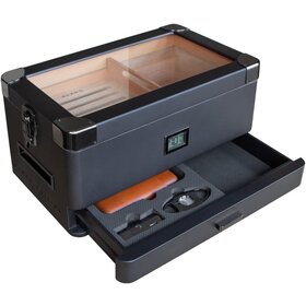 Klaro Humidors Klaro Humidors - MILITARY Black Glass Top Humidor - Holds 50-100 cigars