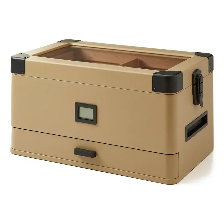 Klaro Humidors Klaro Humidors - MILITARY Tan Glass Top Humidor - Holds 50-100 cigars
