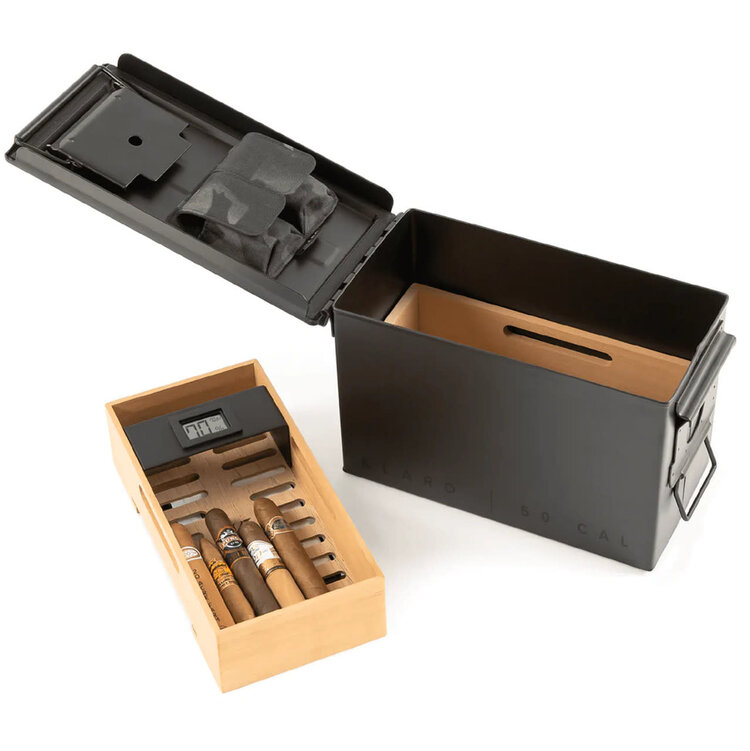 Klaro Humidors Klaro Humidors - The Smoke Box Black 50 cal Humidor - Holds 30-40 cigars