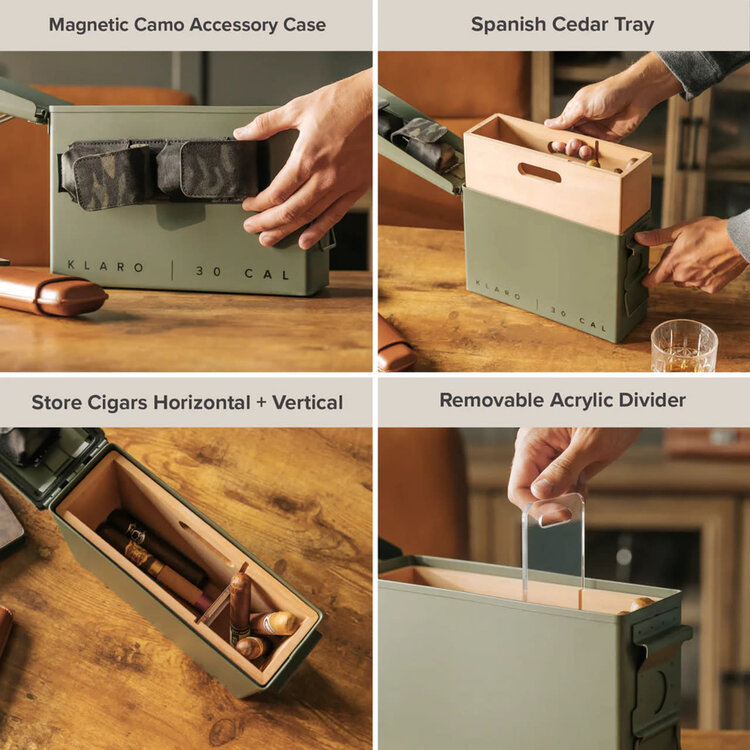 Klaro Humidors Klaro Humidors - The Smoke Box Green 30 cal Humidor - Holds 15-30 cigars