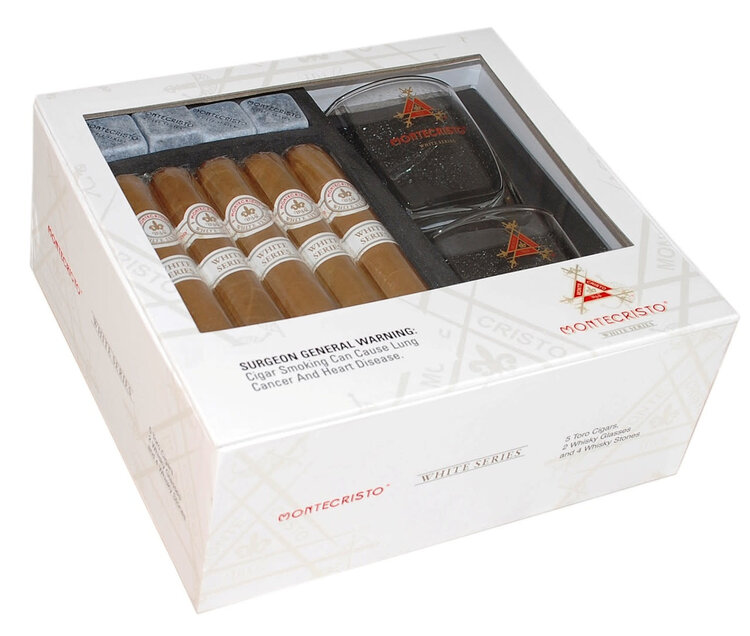 Montecristo Cigars Montecristo White Toro and Whiskey Glass - 5 pack