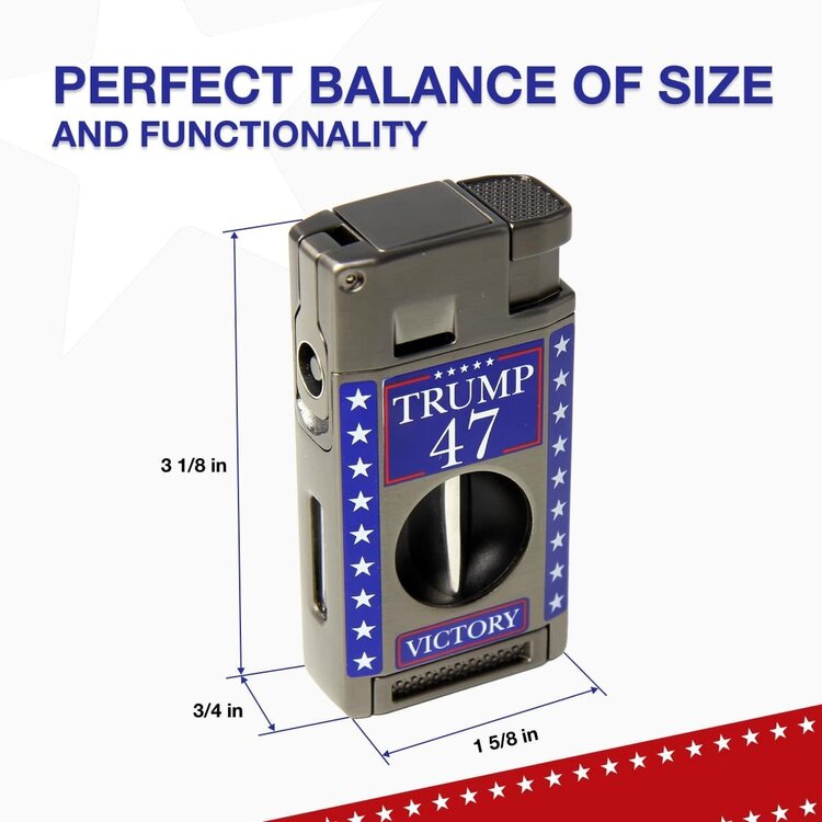 Victory Cigar Lighter - Double Torch with V Cutter and Punch - Gunmetal