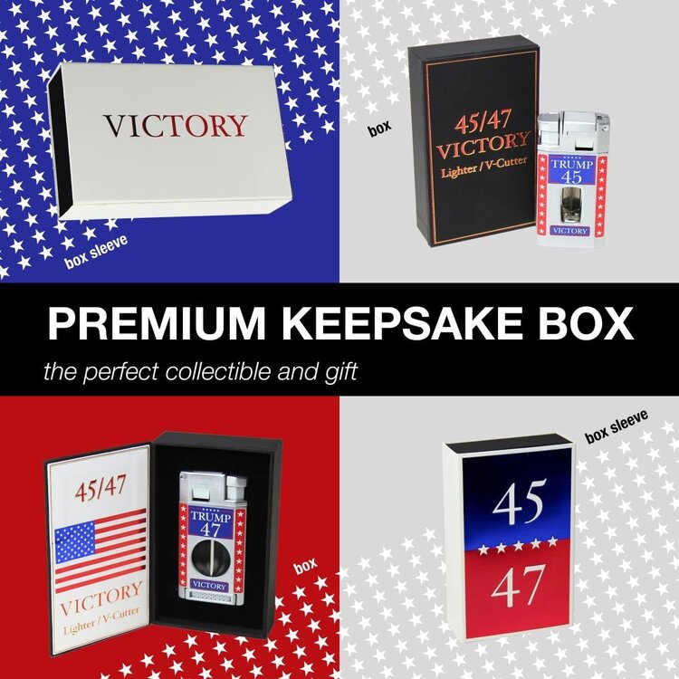 Victory 47 Cigar Lighter - Double Torch with V Cutter and Punch - Silver