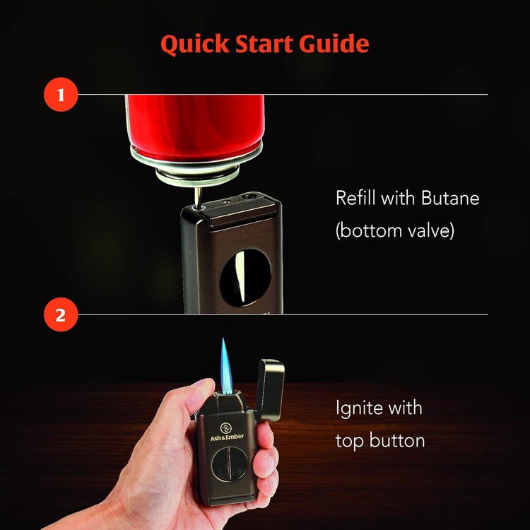 Ash & Ember Ash & Ember - Empire Cigar Lighter - Triple Torch and V-Cutter