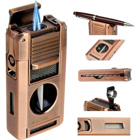 Ash & Ember Ash & Ember - Gizmo Cigar Lighter - Double Torch and V-Cutter, Punch and Lance