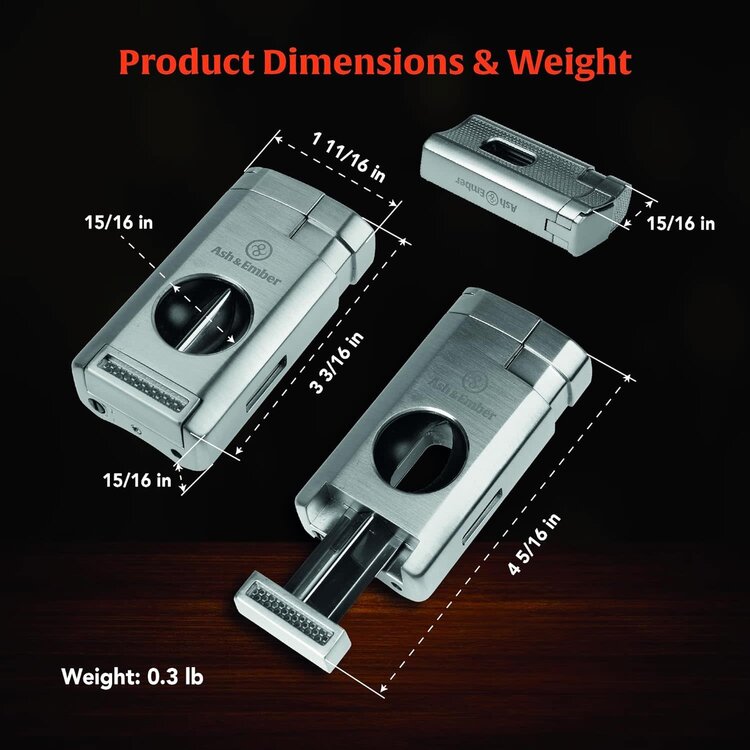 Ash & Ember Ash & Ember - Spirit Cigar Lighter - Triple Torch and V-Cutter
