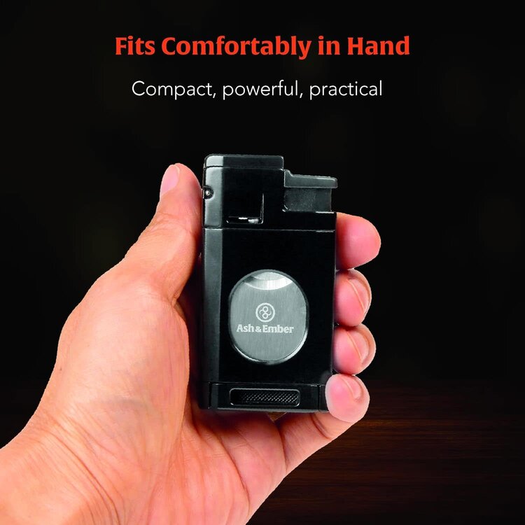 Ash & Ember Ash & Ember - Tuxedo Cigar Lighter - Triple Torch and Guillotine Cutter