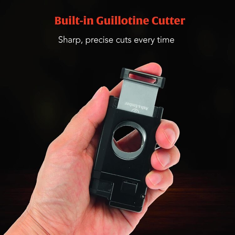 Ash & Ember Ash & Ember - Tuxedo Cigar Lighter - Triple Torch and Guillotine Cutter