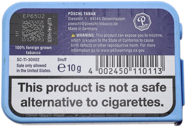 Poschl Tabak Poschl Nasal Snuff - Gletscher Prise 10g