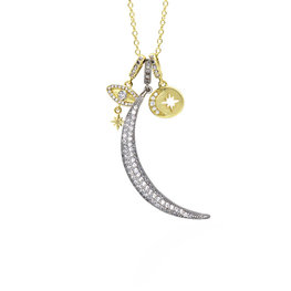 Crescent Moon Necklace Silver Plated