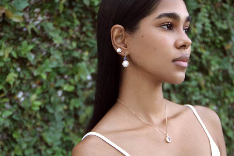 Golden Halo Pearl & Diamond Earrings