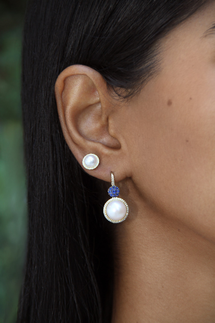 Golden Halo Pearl & Diamond Earrings