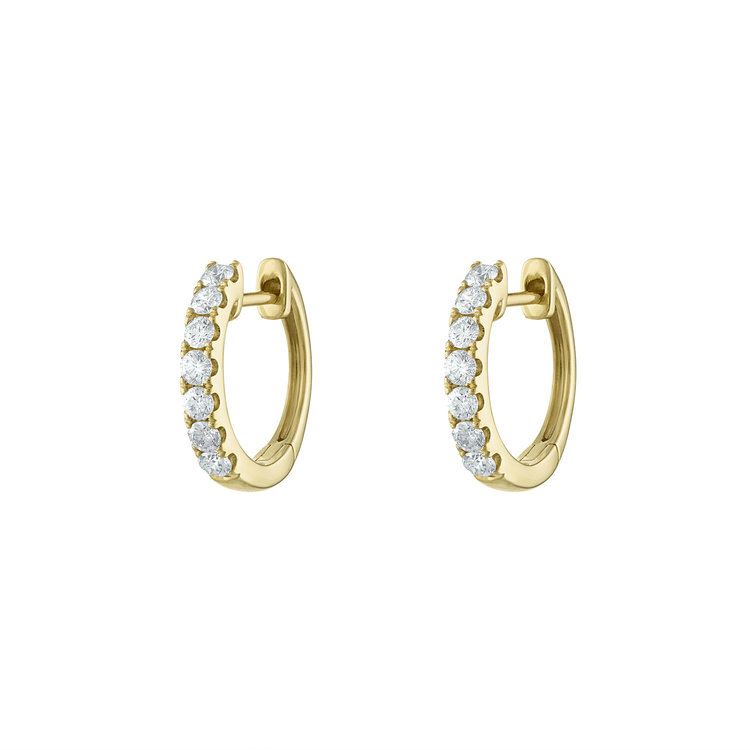 14k Gold & Diamond Petite Huggie Earring