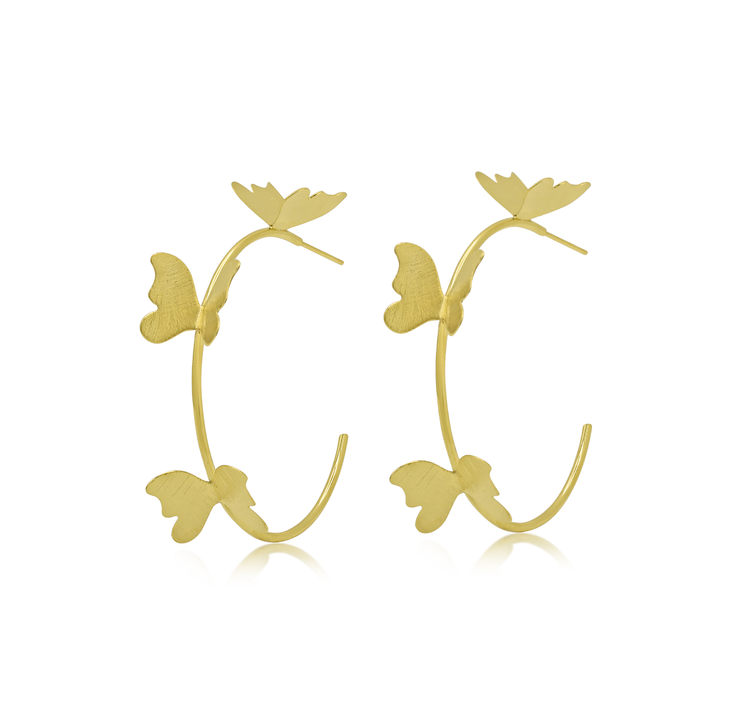 Gold Plated Butterflies Earrings