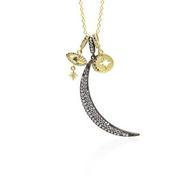 Crescent Black Rhodium Moon Necklace