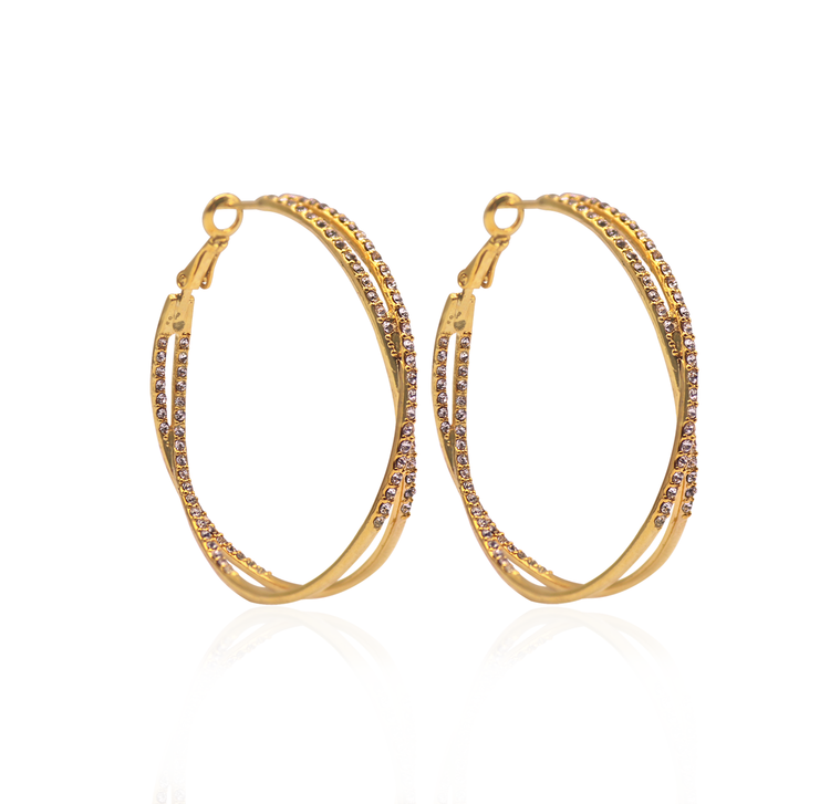 Gold Plated Double Line Hoop