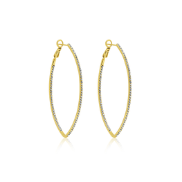Gold Pave Crystal Hoop with Oval Point Design