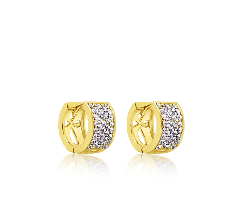 Round Pave Huggie Earrings