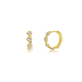 Gold 4 Pave Diamond Shape Huggie