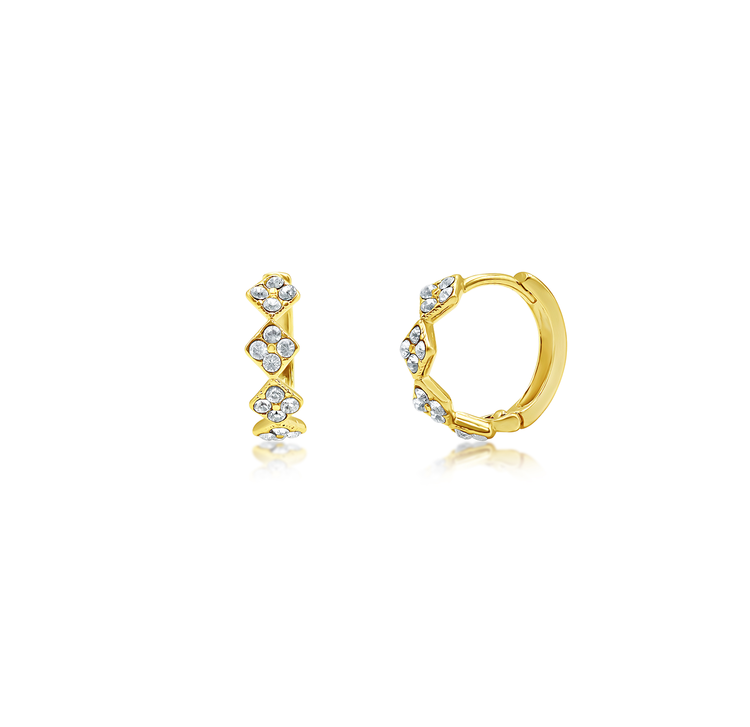 Gold 4 Pave Diamond Shape Huggie