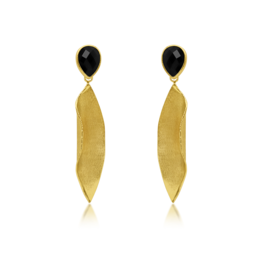 Fold Leaf  Black Onyx Earrings