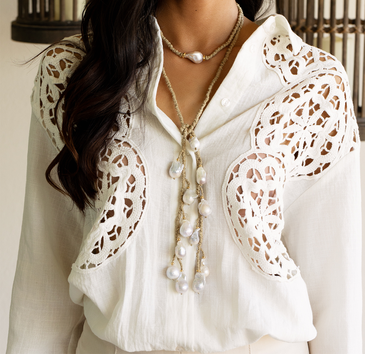 1 Pearl Linen Necklace