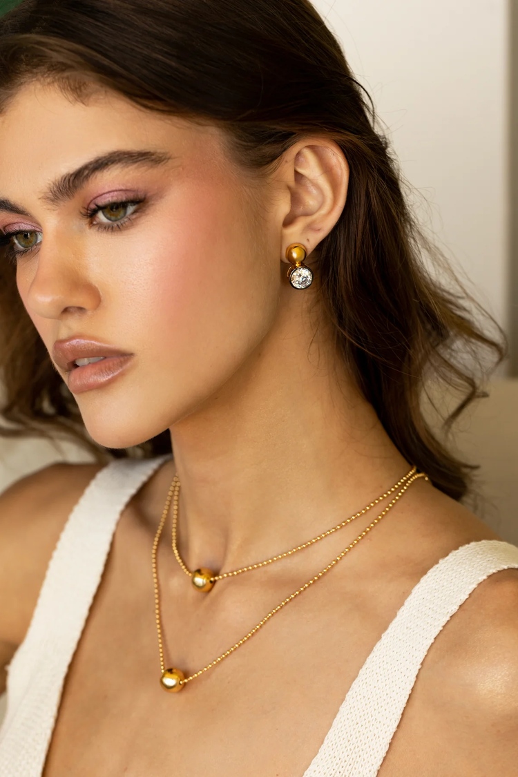 Mia Gold Ball Pendant Short