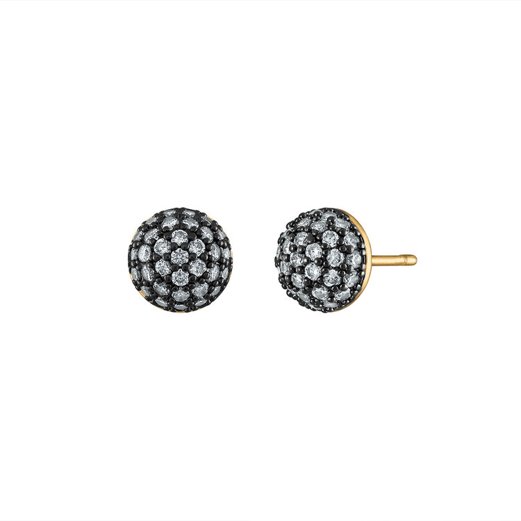 Vale Stud Mini Earrings Gold & Black