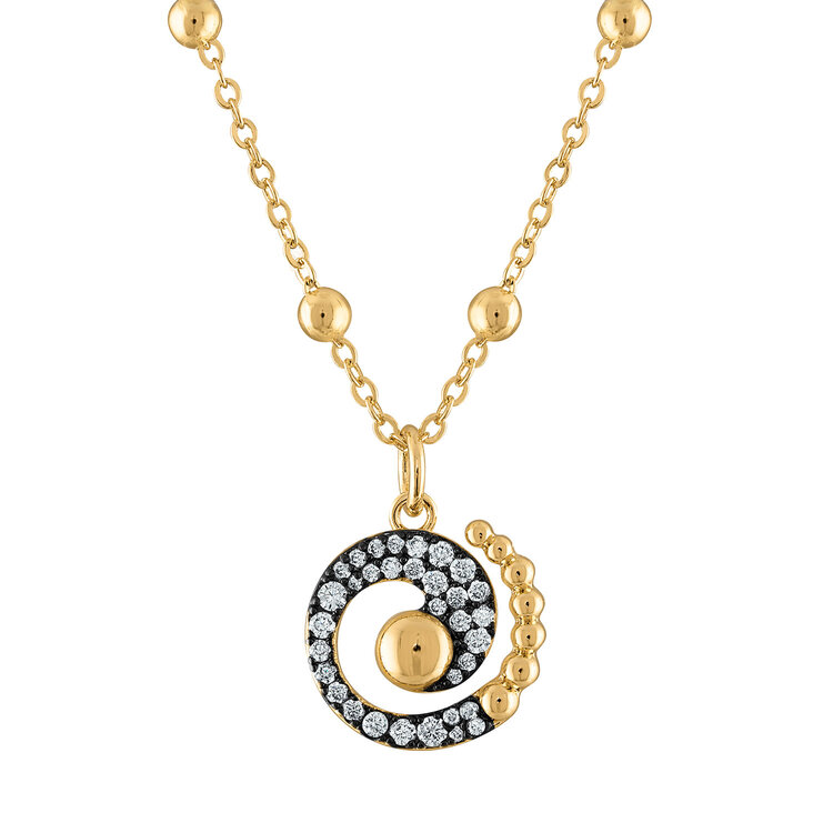 Sparkly Serpent Pendant Necklace Black & White