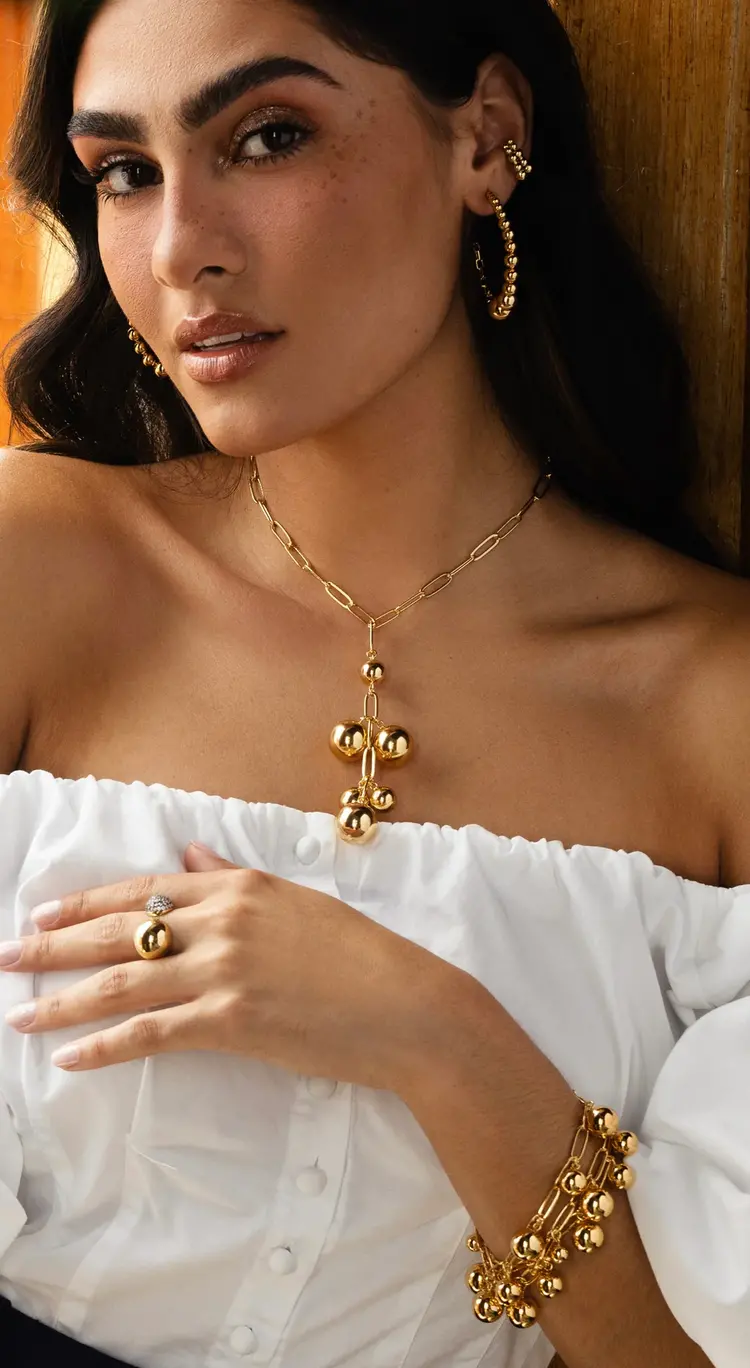 Olivia Multi Ball & Link Tie Necklace