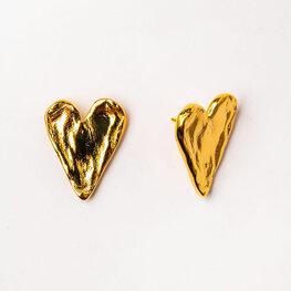Gold Plated Heart Stud Earrings
