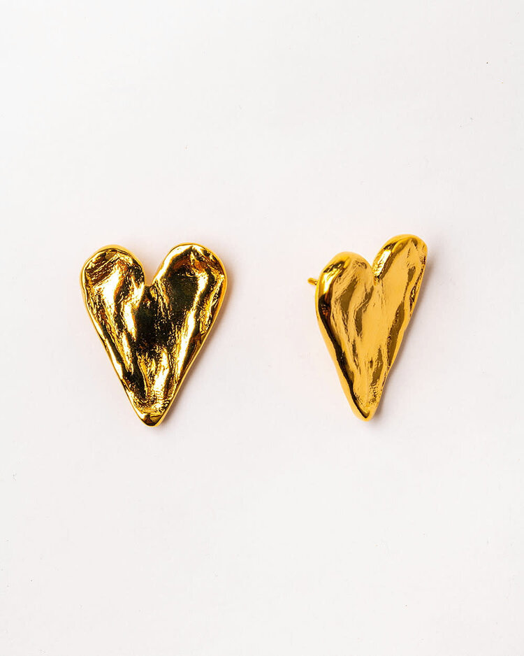 Gold Plated Heart Stud Earrings