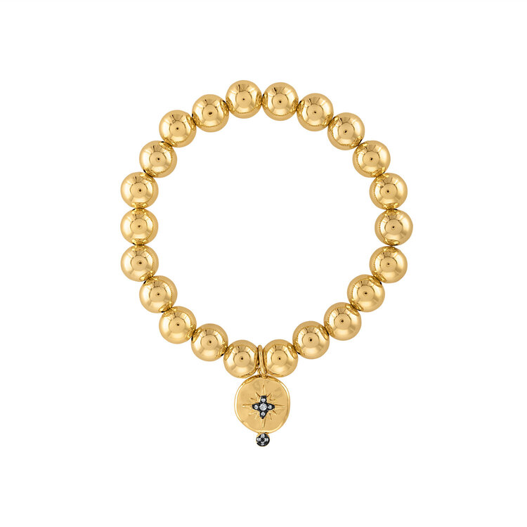 Gold Pave Star Beaded Bracelet