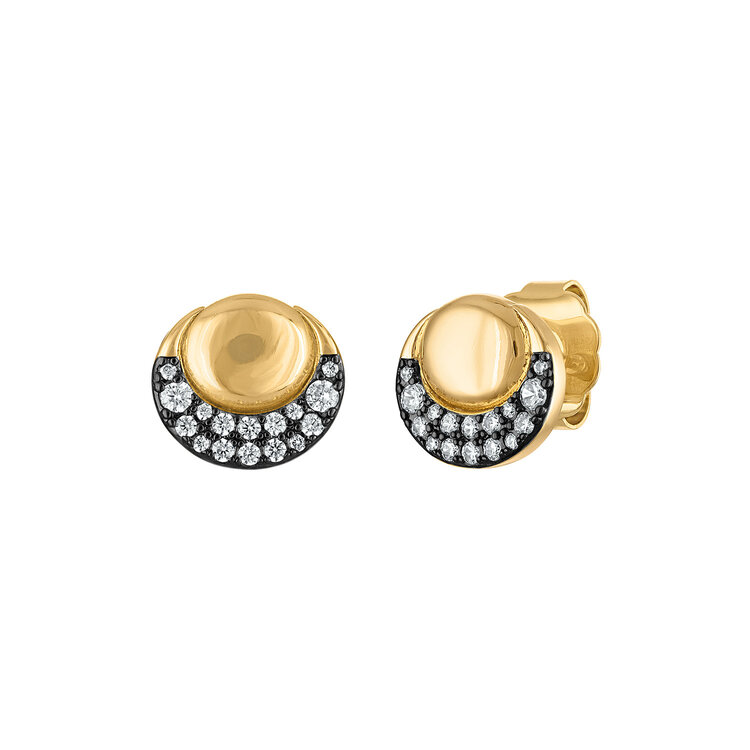 Pave & Gold Oval Stud Earrings