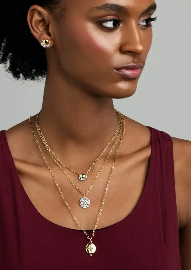 Pave & Gold Oval Stud Earrings