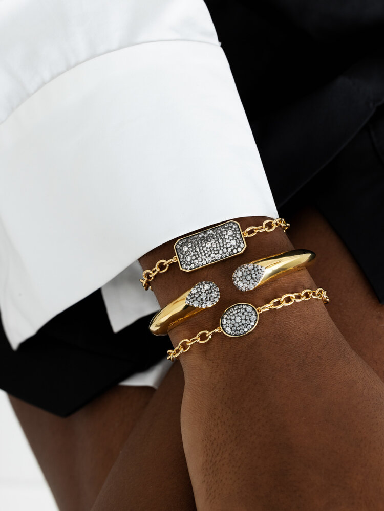 Pave Rectangle Shape Chain Bracelet