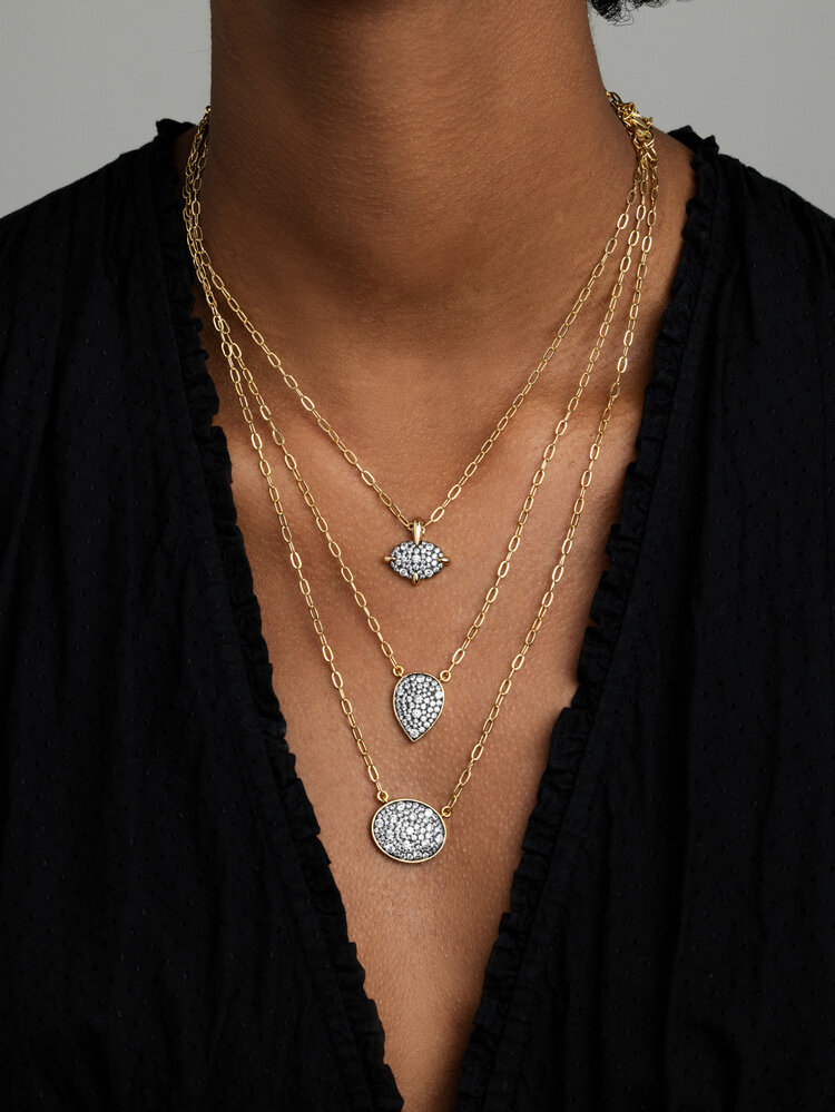 Pave Oval Shape Necklace