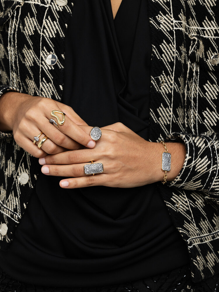 Rectangle Pave Ring
