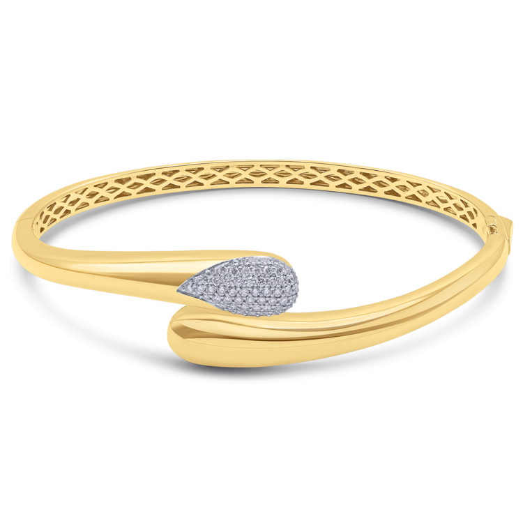 14K Golden Teardrop Bangle