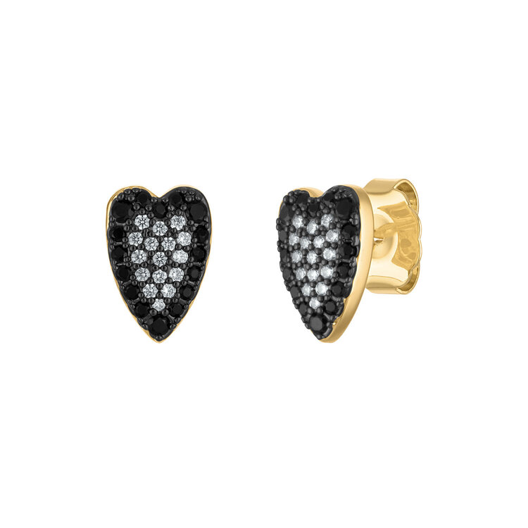 Colorful Heart Pave Stud Earrings