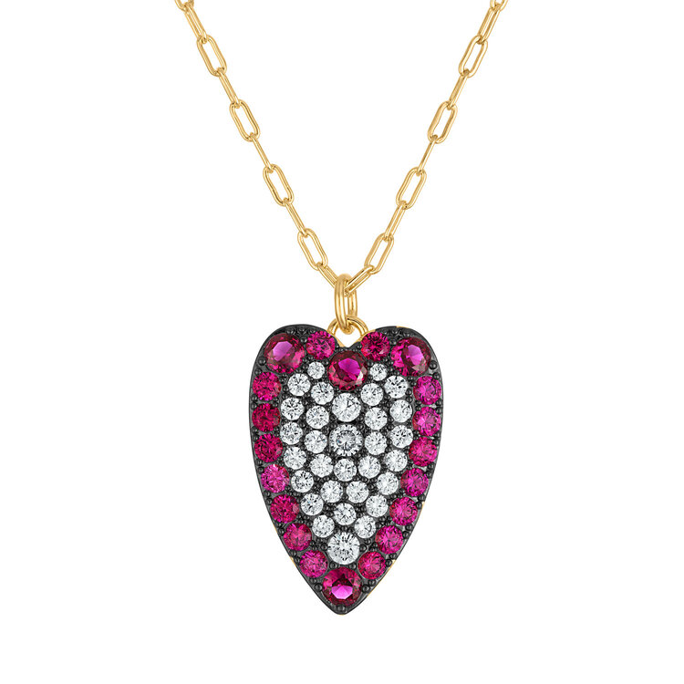 Colorful Heart Pave Necklace