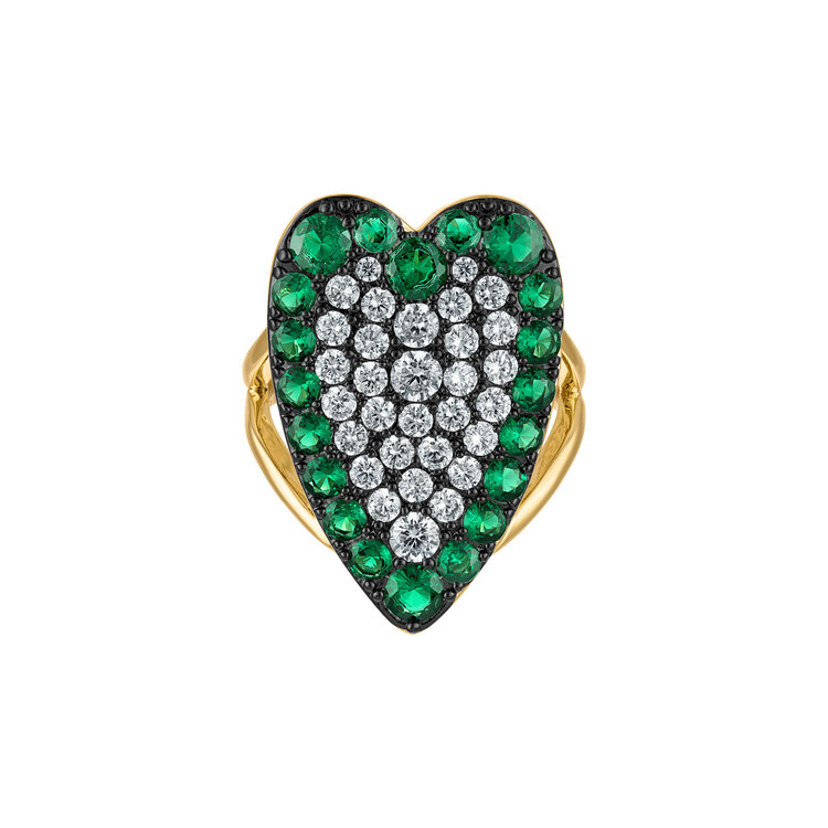 Colorful Heart Pave Cocktail Ring