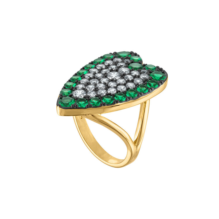 Colorful Heart Pave Cocktail Ring
