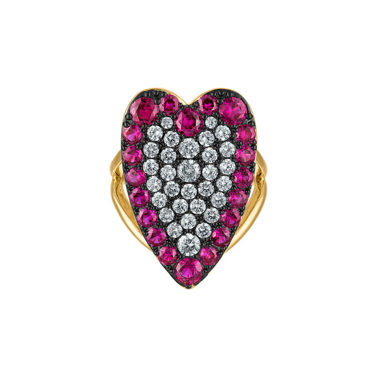 Colorful Heart Pave Cocktail Ring