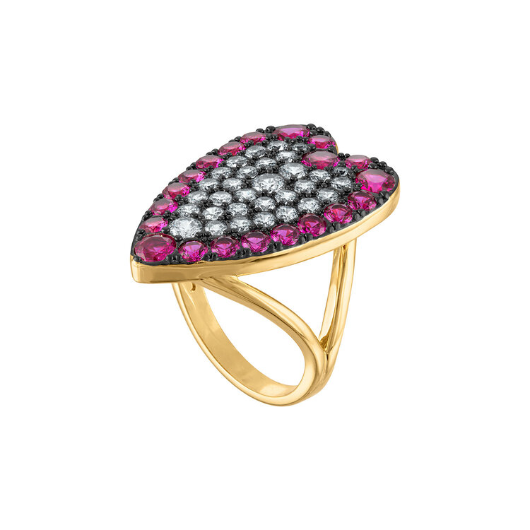 Colorful Heart Pave Cocktail Ring