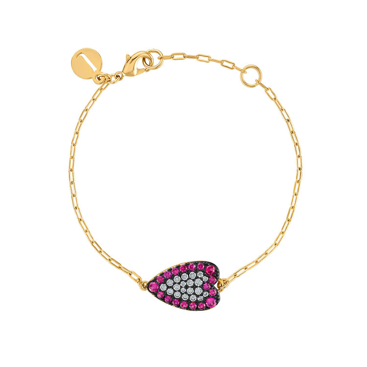 Colorful Heart Pave Chain Bracelet
